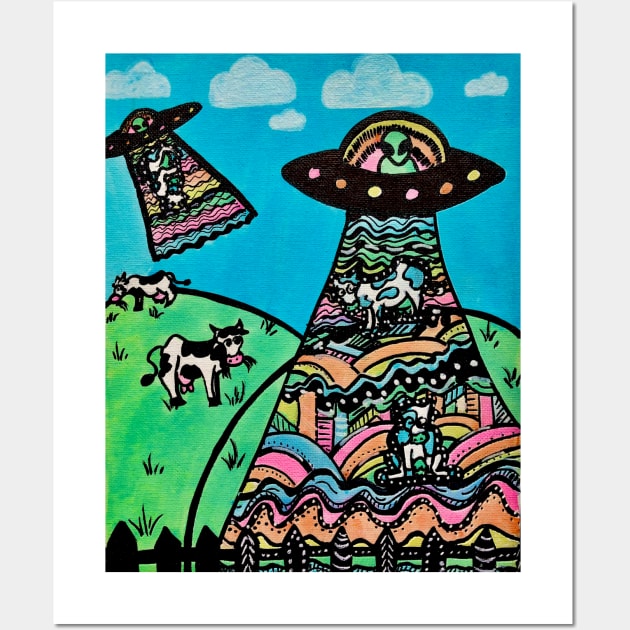 Trippy alien abduction Wall Art by Valcor’s Merch